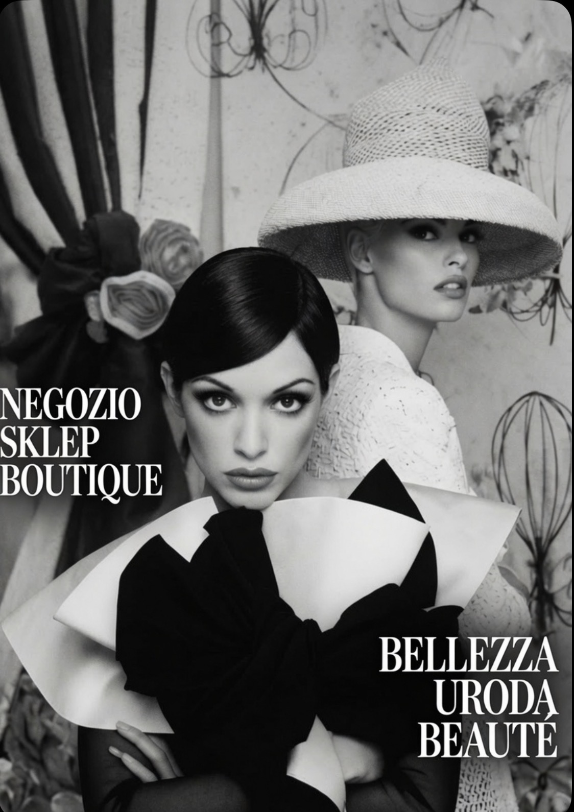Boutique editorial header — Negozio Sklep Bellezza Uroda Beauté